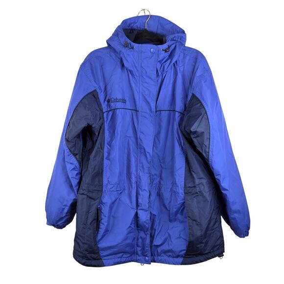 Vintage 90's Columbia Sportswear Blue Fleece Lined Hooded Jacket Women’s Large - Picture 1 of 12